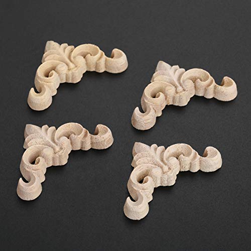 MUXSAM 4pcs Retroschnitzereien Europäische Schnitzereien Holzschnitzereien für Schranktüren Möbeltüren,4cm