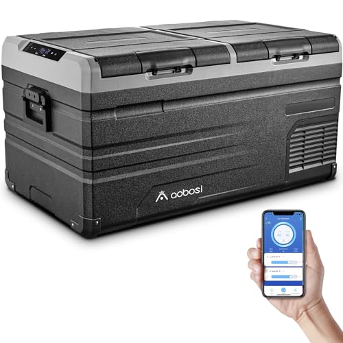 AAOBOSI Contenitore Frigo Portatile 90 L, Frigo Per Auto Doppia Zona, Frigorifero da Viaggio con...