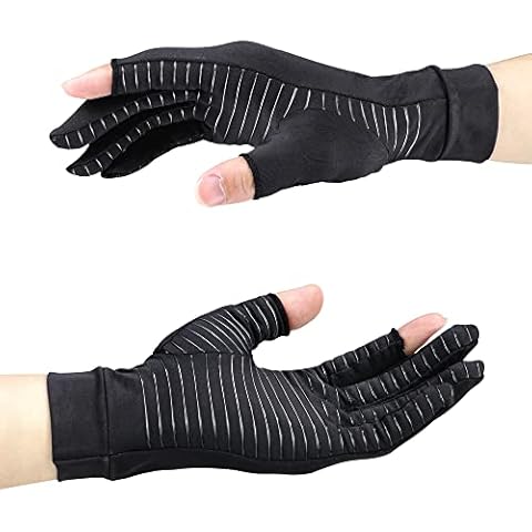 Vlela Compression Glove-Arthritis Gloves- 2 Open Fingerless Touch Screen Copper Gloves For Carpal Tunnel Relief,Tendonitis,Rheumatoid,Rsi,Swelling,Hand Pain,Support For Joints,Fit For Women & Men Cover
