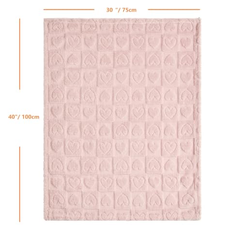 Image of CREVENT 30 inchX40 inch Cozy Soft Warm Sherpa Baby Blanket for Girls Boys, Newborn Essentials for Infant, Baby Shower Receiving Gift - Pink Heart 75X100cm