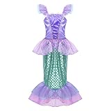Vestido de sirena de manga corta para niña. Le hace a tu niña real princesa sirena de mar.