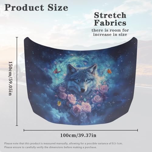 Image of Car Hood Cover,Breathable Soft Car Hood Cover Protector Suitable Most Automotive Sedans Trucks Pickup Sports Cars Accessories Wolf Pink Rose