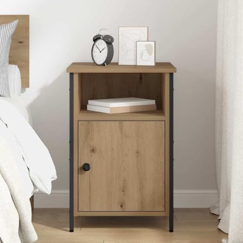 Table de chevet rustique avec espace de rangement bois chêne Artisan moderne - 3