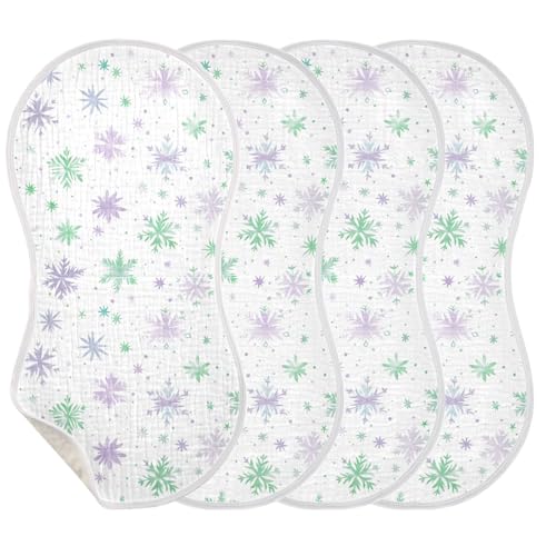 Snowflakes Cotton Burp Cloths Large Soft Touch Feed Cloth for Unisex boy and Girl Set of 2, 22x11in3