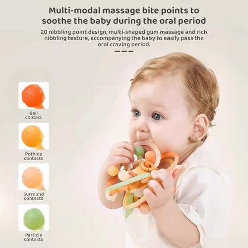 Image of StarAndDaisy Soft Baby Teether and Teeth Rattle Ball Toys for Infants & Toddlers (Mball-Orange-Multicolor)