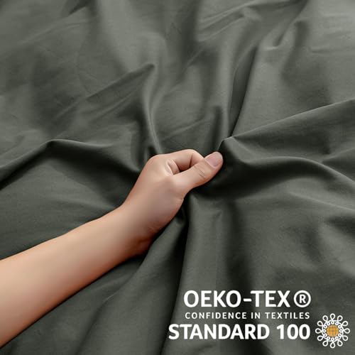Image of JELLYMONI Cotton Duvet Cover Twin Size - 100% Washed Cotton Linen Like Textured Comforter Cover, 2 Pieces Breathable Soft Bedding Set with Zipper Closure (Gray, Twin 68 inchx90 inch)