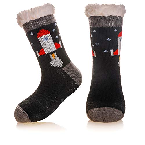 SeeyAN Kids Slipper Socks Fuzzy Socks For Boys Girls Warm Thermal Winter Non Slip Home Socks With Grips