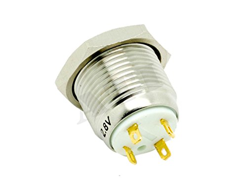 Alpinetech 16Mm 5/8" Anti-Vandal O-Ring Led 2.8V/1.8V Momentary Stainless Steel Metal Push Button Switch Dome Top Shallow Depth (Blue) #TOP3