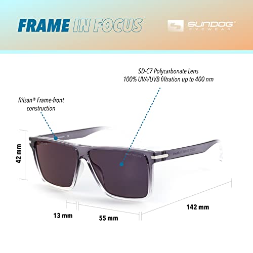 Sundog Eyewear Premium Sunglasses for Men - GvR60 - UV Protection Featured Lens Technology - Great Fit for Golf, Fishing, Fashion, Beach, Aviator, Driving Glasses - Crystal Grey/Clear Fade Smoke4