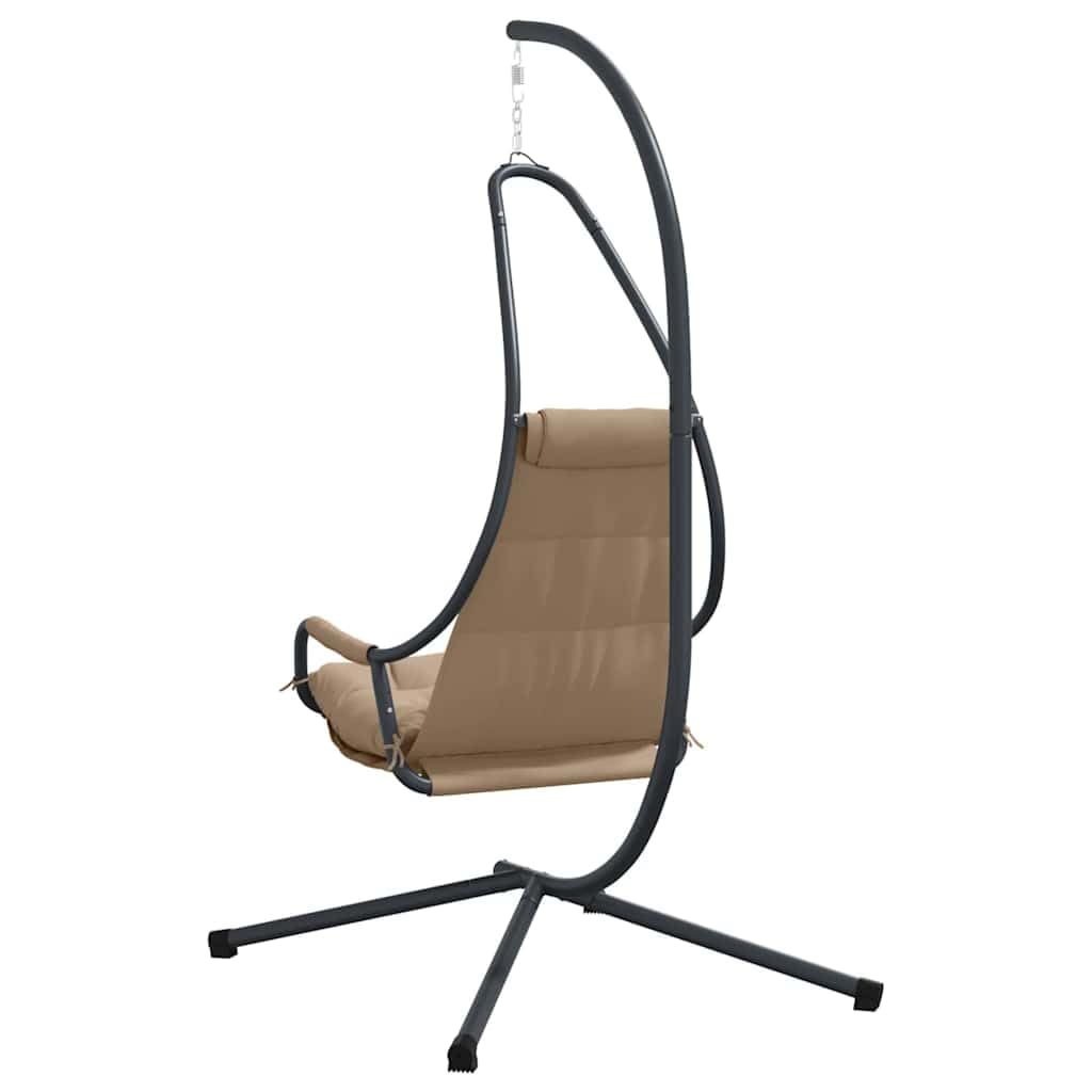 Mangloder - Silla de huevo colgante en color topo, estructura de acero, 94 x 107 x 196,5 cm, plegable, ajustable, con cojín y cojín para balcón, terraza, jardín al aire libre