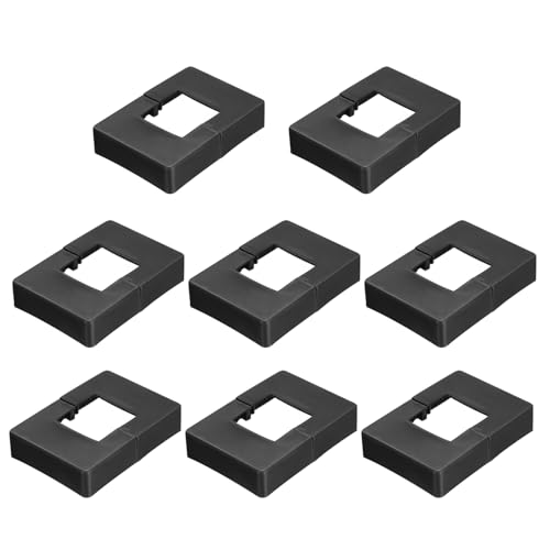 PATIKIL 8パックフェンスポストスカート 1.6 x 1.6インチの長方形分割スタイルデッキポストベースカバープラスチックフランジベースシュー 手すりフェンス階段手すりポーチパティ オ用 黒