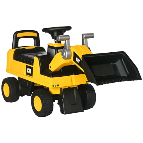 HOMCOM Ruspa Giocattolo per Bambini 18 e 36 Mesi con Licenza Caterpillar e Spazio Portaoggetti, Escavatore Giocattolo...