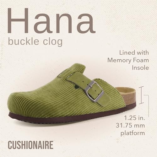 Image of CUSHIONAIRE Hana Womens Clogs | Comfortable Vegan Suede Clogs for Women | Slip On Potato Shoes with Cork Footbed & Arch Support | Memory Foam, Wide Widths Available