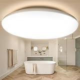 WARMELLE Plafonnier LED, Plafonnier Salle de Bain IP65 Étanche, CRI80+ Sans Scintillement, Ø28cm Ronde, 22W 3000K Blanc Chaud 3080LM, pour Cuisine, Salle de Bains, Chambre, Entrée