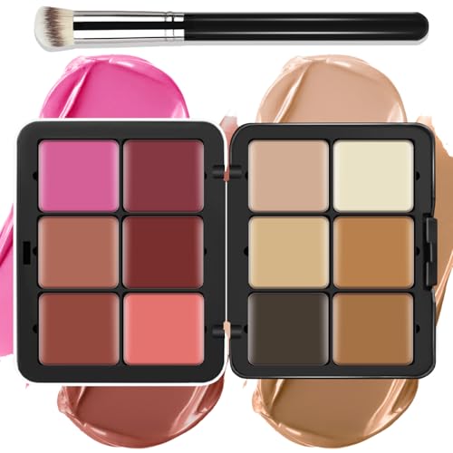 LSxia 12 Colors Cream [Blush Contour Concealer] Makeup Palette for