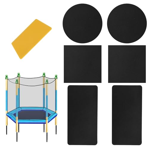 Tinoaly Self-Adhesive Trampoline Patch Repair Kit 3 Shapes Patches with Scraper Trampoline Mat Repair Tape Accessories Suitable for Repairing Tears Holes Punctures (Black)