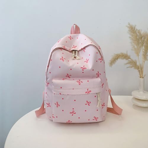 3Pcs Simple Backpack Set with Handbag & Laptop Backpack (Pink)3