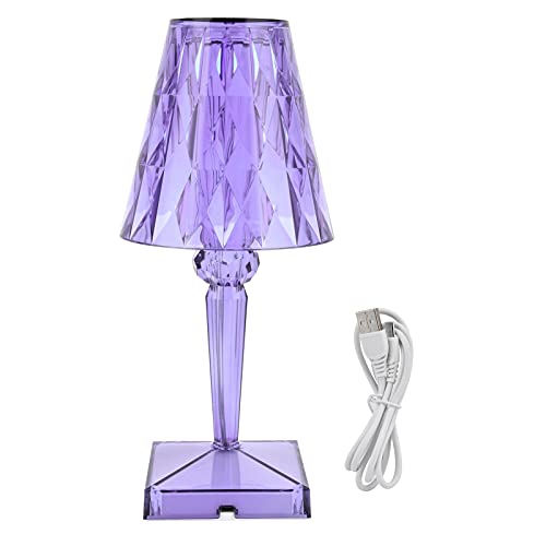 PODSJD LED Crystal Table Lamp Transparent Prism Dimmable Desk Lamp