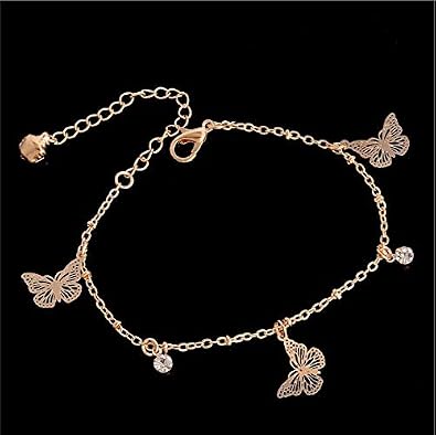 Butterfly Anklet for Women Fashion Crystal Anklet Bracelets Chain Boho Foot Jewelry for Gift