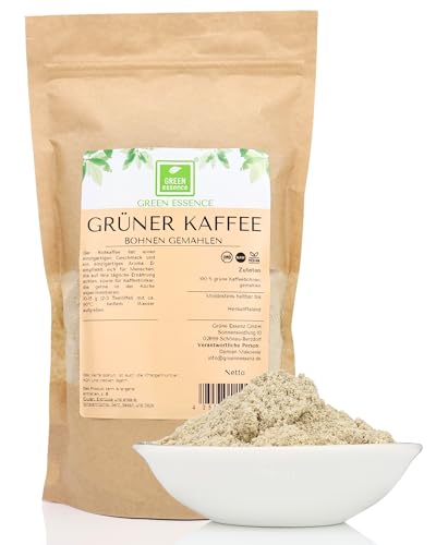 Grüner Kaffee 1000g von der Grünen Essenz Rohkaffee gemahlen - veganer Arabica/Robusta - 100% Pulver - Green Coffee