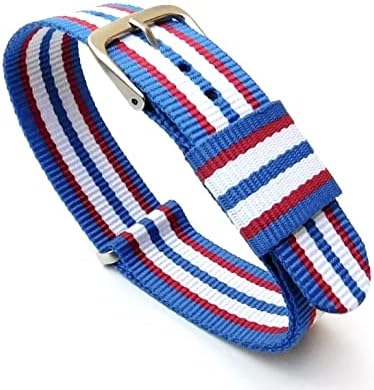 Stech20mm Nylon Nato Strap For Watch (Sky Blue/White/Red), Sky Blue, 20mm lug size, Casual