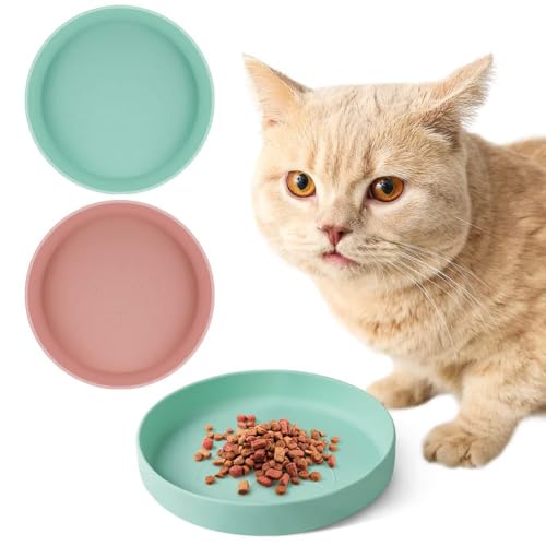 Adiwo Katzennapf Silikon, 18cm Futternapf Katze Silikon, Katzennapf Flach, Napf Katze, Katzen Fressnap, Runden Katzenteller, rutschfest und Leicht zu Reinigen für Kätzchen Katzen Kleintiere, Grün