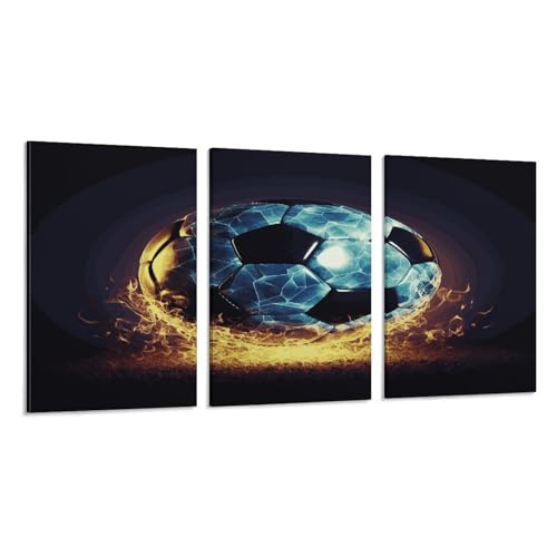RTFNGLS Soccer Ball Canvas Wall Art, 3-Piece Set