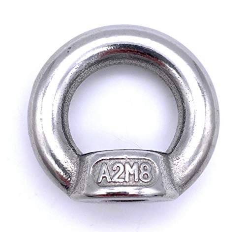 5 Stk. M8 Ringmutter V2A [ V4A / V2A Wählbar ] - M6 M8 M10 M12 - INOX Stainless Steel V4A A4 AISI 316 V2A A2 AISI 304 Rostfrei Ösenmutter Augenmutter ähnl. DIN 582 (M8, V2A (AISI304))