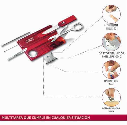 Miniatura 6 de Victorinox Swisscard Lite, Color Rojo Transparente, Led Blanco