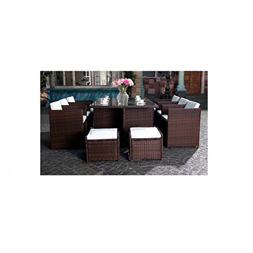 JFB Le Vito : Salon Jardin Chocolat encastrable en résine 10 Personnes