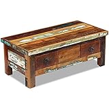 vidaXL Coffee Table Drawers Solid Reclaimed Wood Dining Meal Stand Furniture