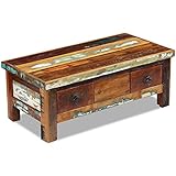 vidaXL Coffee Table Drawers Solid Reclaimed Wood Dining Meal Stand Furniture