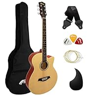 For children and adults, the Tiger Acoustic Cutaway Guitar is the ideal instrument for school and learning the guitar Slim neck makes it comfortable when learning to play 40" Cutaway dreadnought design makes it easy to reach the higher frets Steel St...