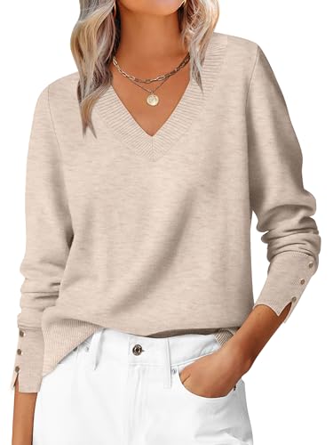 ANRABESS Sweaters for Women Long Sleeve V Neck Shirts Business Ca...