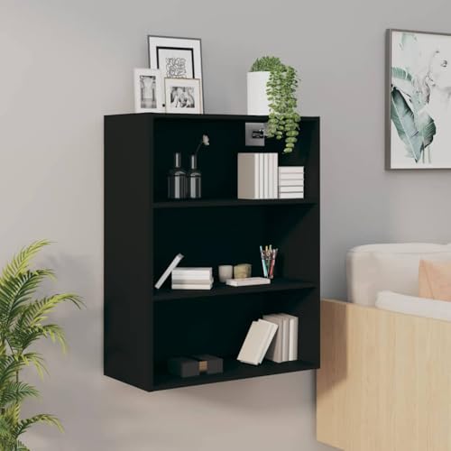 Armario de pared de madera negro con puertas para almacenaje vertical en salón moderno de 90cm 3