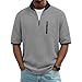 Sdeycui Men's Waffle Polo Tshirts Half Zipper Shirts Casual Business Fashion Loose Work T-Shirts with Pocket Gray