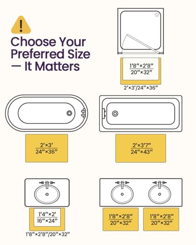 DEXI Bathroom Rug Mat 36x24, Extra Soft and Absorbent Bath Rugs, Washable Non-Slip Thick Carpet Mat for Shower Floor, Tub, Black