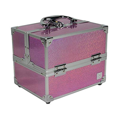 Caboodles Train Case - Holographic Pink-4 Tray Adored Makeup Storage Cosmetic Organizer