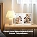 FOREV 4x6 Double Picture Frame Wooden Hinged Photo Frame Definition Glass Stand Vertically on Desktop or Tabletop White