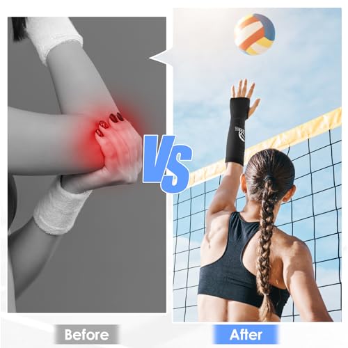 1 Paar Volleyball Armschoner Jugend,Volleyball Unterarmschutz Zubehör für Sport Armstulpen,Anti-Rutsch Volleyball Unterarme Schutzpolsterung mit Schutzpolster Daumenloch,für Kinder Train (Schwarz)