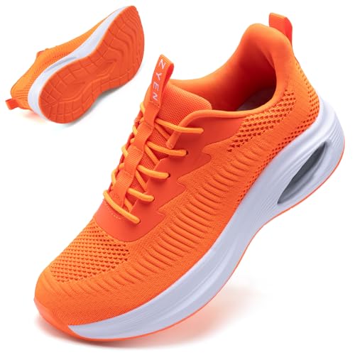 Image of ZYEN Wide Toe Box Shoes Women Air Cushion Road Running Shoes Extra Wide Width Sneakers Arch Support Gym Athletic Tennis Sneakers Lightweight Breathable Walking Shoes 8811 Orange 37