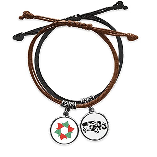 Bracelet corde Noël origami Les Fleurs avec chaîne main cuir minibus