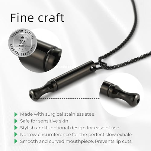 Mindfulness Breathing Necklace, Stainless Steel Stress Relief Breathe Necklace Jewelry Gift for Women and Men2