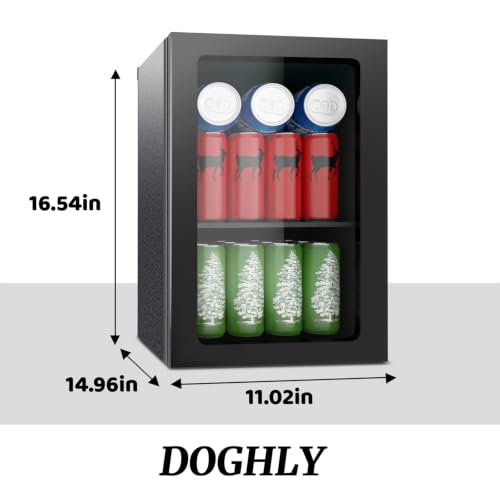 Image of DOGHLY 0.95 Cu.ft Mini Fridge Holds 24 Cans, Beverage Refrigerator Cooler, Solid Door, Manual Temperature Control (at the Back), Quiet Compact Drink Fridge for Soda, Beer, Wine, Office, Dorm, Bar