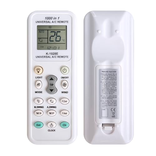 KUKUPOW Universal Fernbedienung für Klimaanlage, 1000 in 1 A/C, Digitale LCD-Fernbedienung, Klimaanlage, kompatibel mit Fujitsu, LG, Panasonic,...
