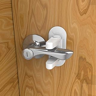 Door Handle Locks | Child-Proof & Pet-Proof | Pack of 2 | Heavy-Duty Genuine 3M Adhesive Tape | Free 24/7 Aftersale 1-1 Support - White