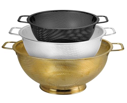 3PCS Three Colors Mix Colander Set, 3QT Black & 4QT