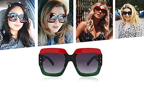 Feisedy Oversized Square Sunglasses Multi Tinted Glitter Frame Stylish Inspired B2276 #TOP3