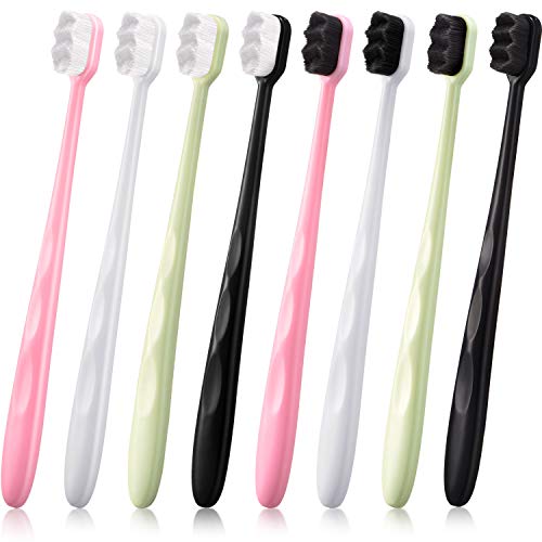 8 Pieces Extra Soft Toothbrush Soft Bristle Adult Toothbrush Micro-Nano Floss Bristle Toothbrush for Fragile Teeth Oral Gum Recession (Wave Heads)