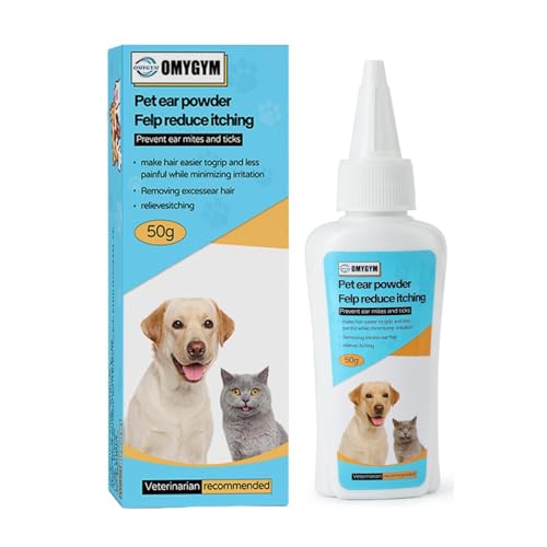 Image of Dog Ear Cleaner Powder for Dogs - Effective Ear Hair Removal & Odor Control - Gentle Dog Ear Hair Removal Tool for Pet Grooming - Remove Ear Wax & Odor in Pets